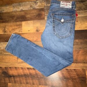 True Religion Billy T Blue Jeans with Signature Stitching